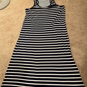 Nautica White and Blue Sleeveless Midi Sundress